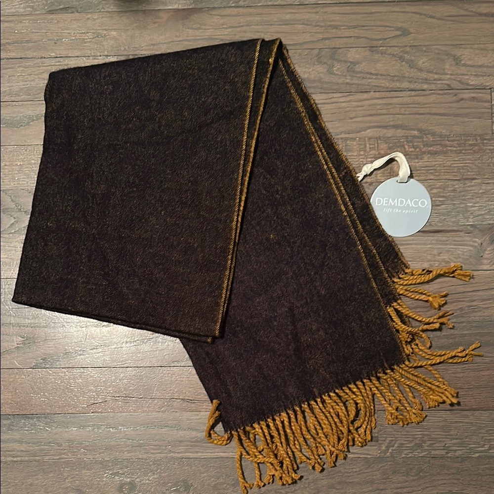 Demdaco Navy and Gold Scarf with Fringe